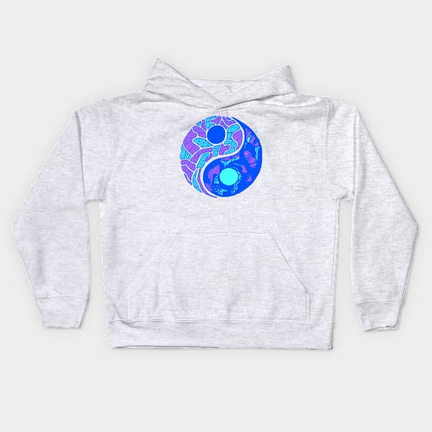 Blue Abstract Yin Yang Kids Hoodie by kenallouis